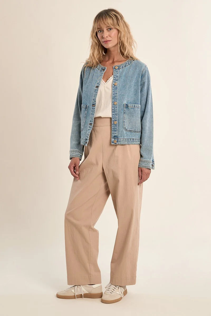 Round Neck Denim Jacket