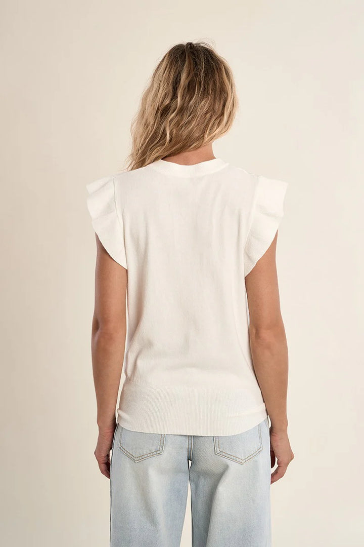 White Flutter Sleeve Top