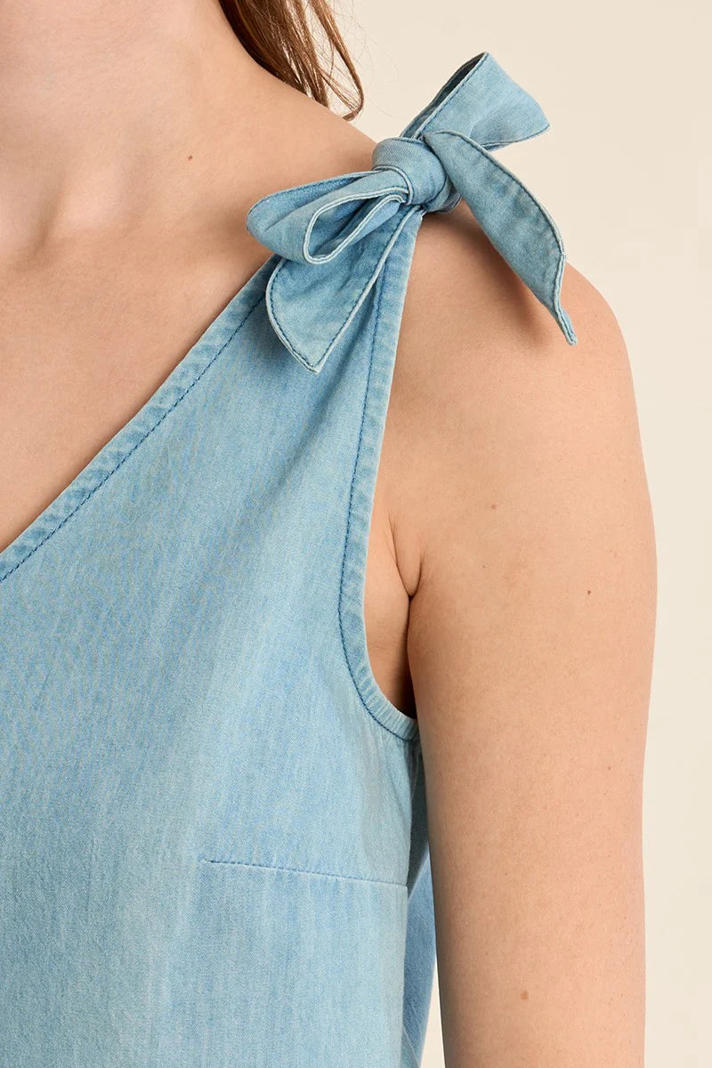 Shoulder Tie Denim Tank Top