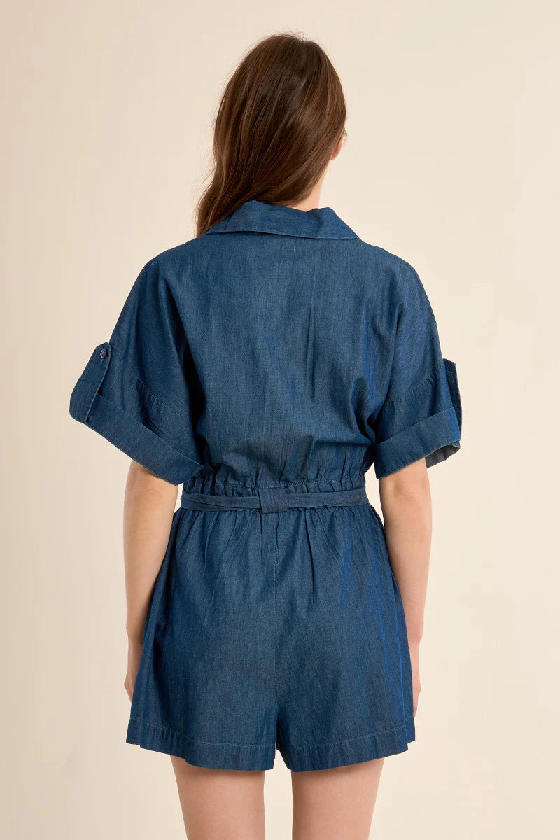 Denim Blue Button Up Belted Jumper