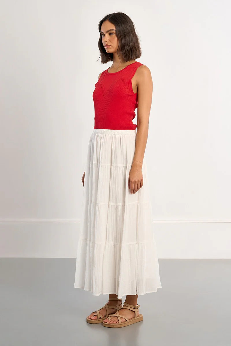 White Flowy Long Skirt
