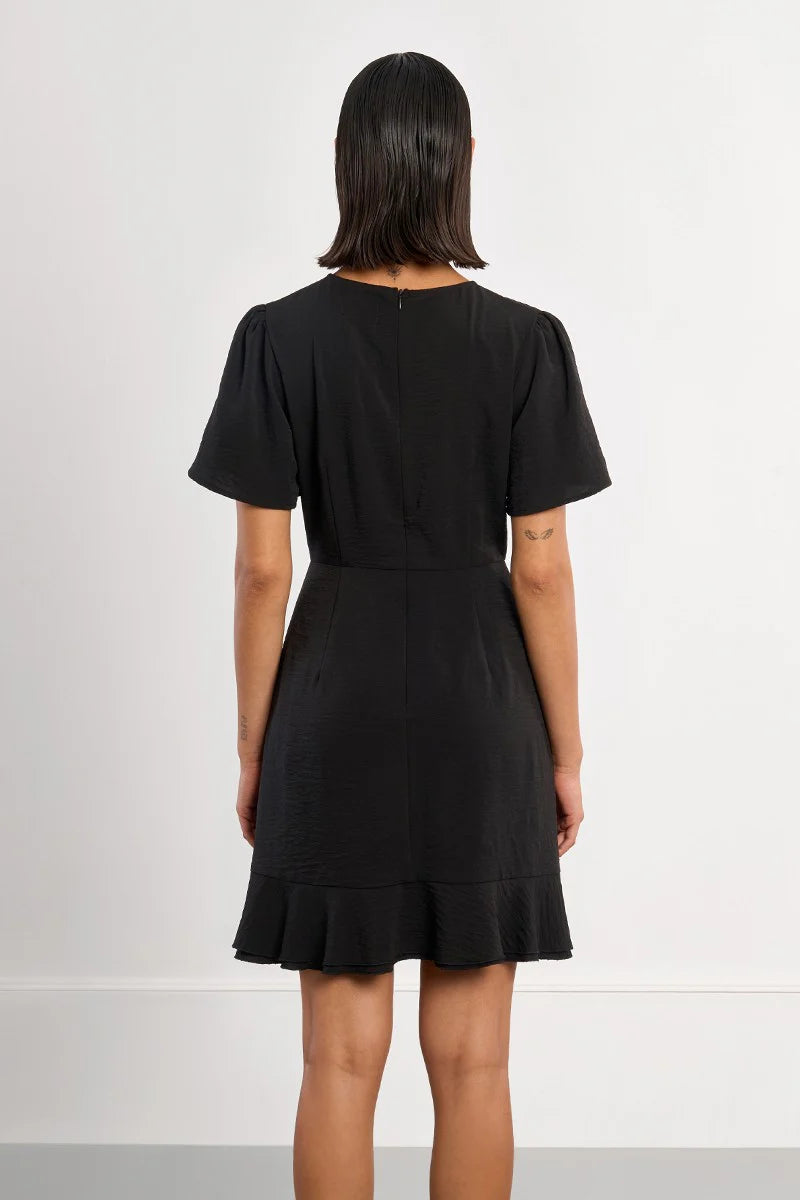 Black Faux Wrap Mini Dress