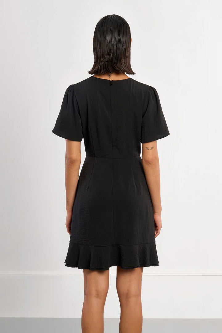 Black Faux Wrap Mini Dress
