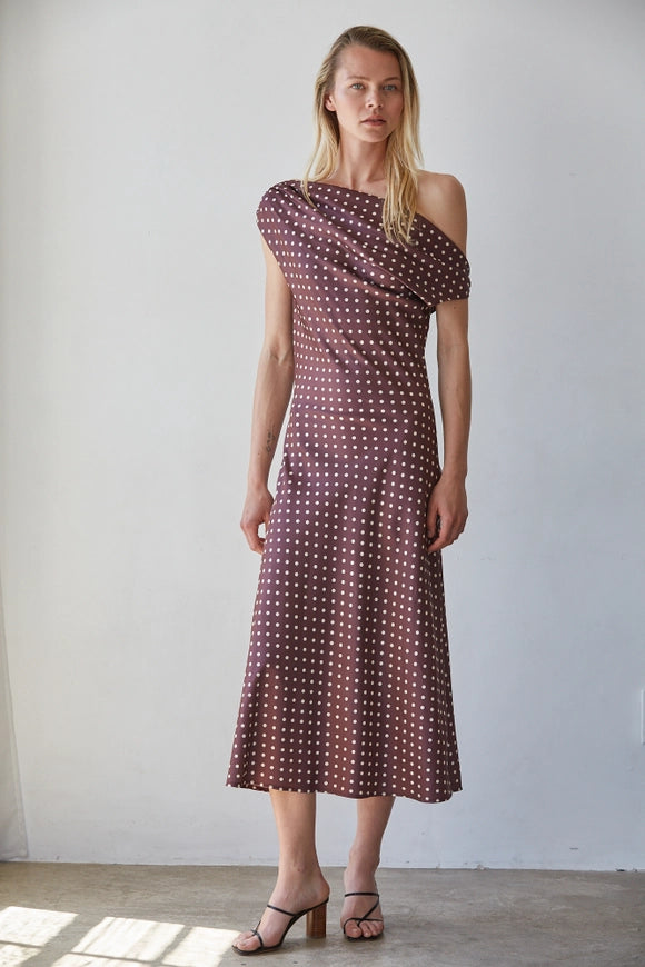 Satin Polka Dot Maxi Dress