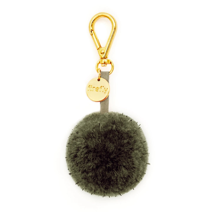 Reflective Pom Pom Ball Bag Charm - Olive