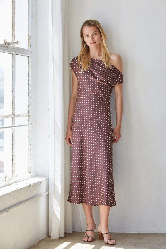 Satin Polka Dot Maxi Dress