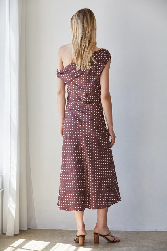 Satin Polka Dot Maxi Dress