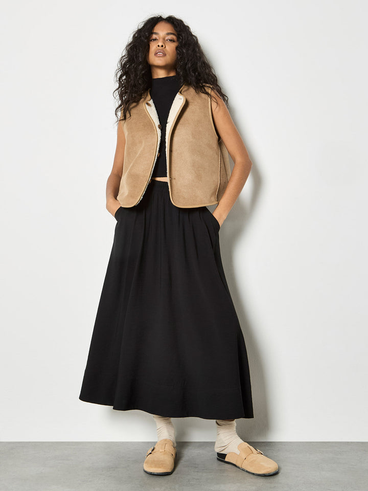 Black Flowy Midi Skirt