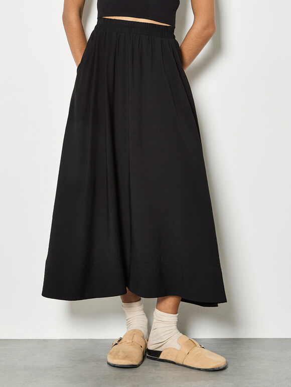 Black Flowy Midi Skirt
