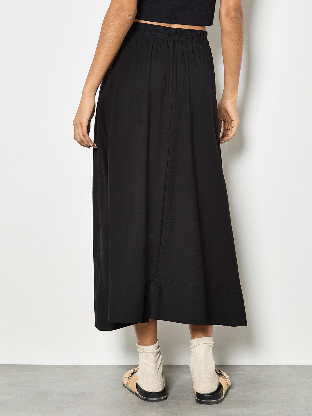 Black Flowy Midi Skirt