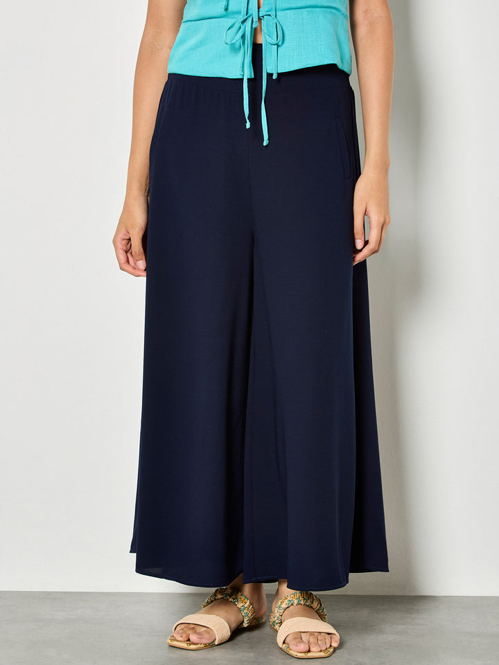 Navy Flowy Wide Leg Pant