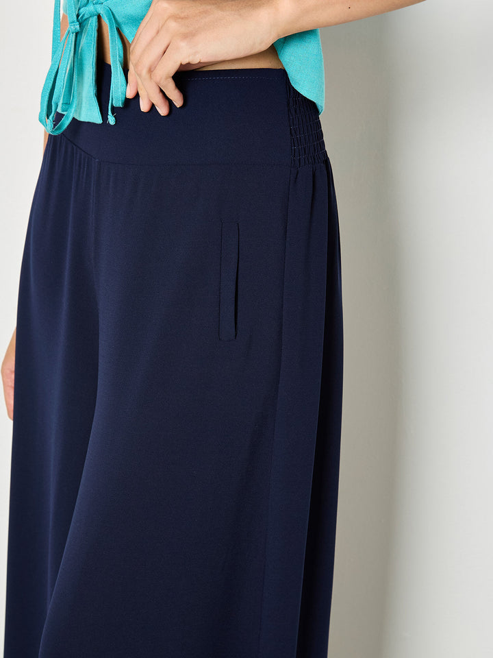 Navy Flowy Wide Leg Pant