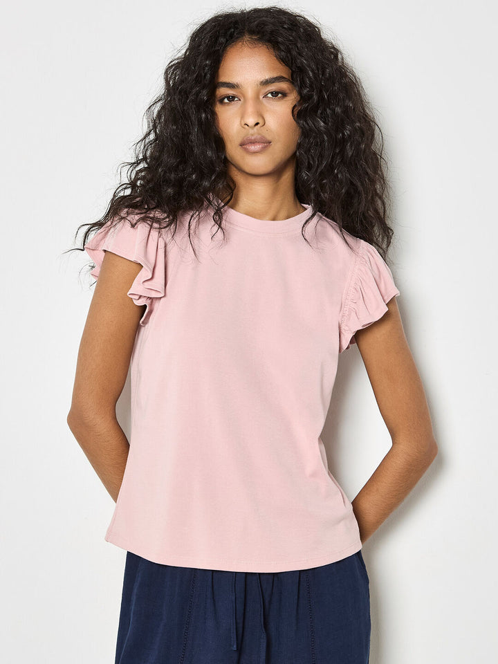 Fine Rib Ruffle Tee