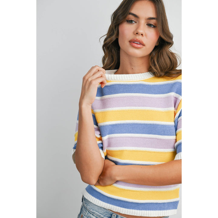 Striped Knit Sweater Tee