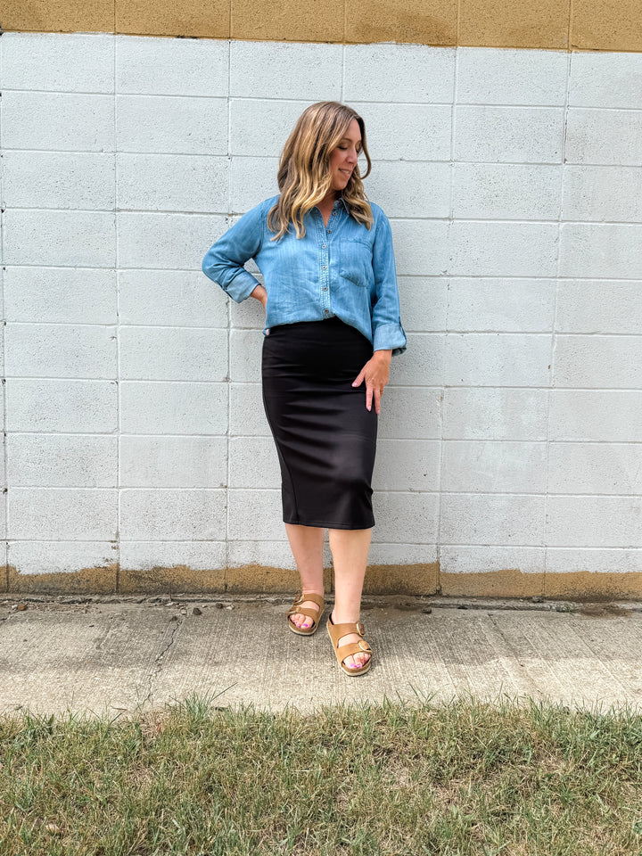 Maddie Midi Skirt - Black