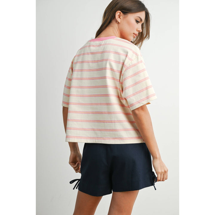 Striped Boxy Tee - Pink