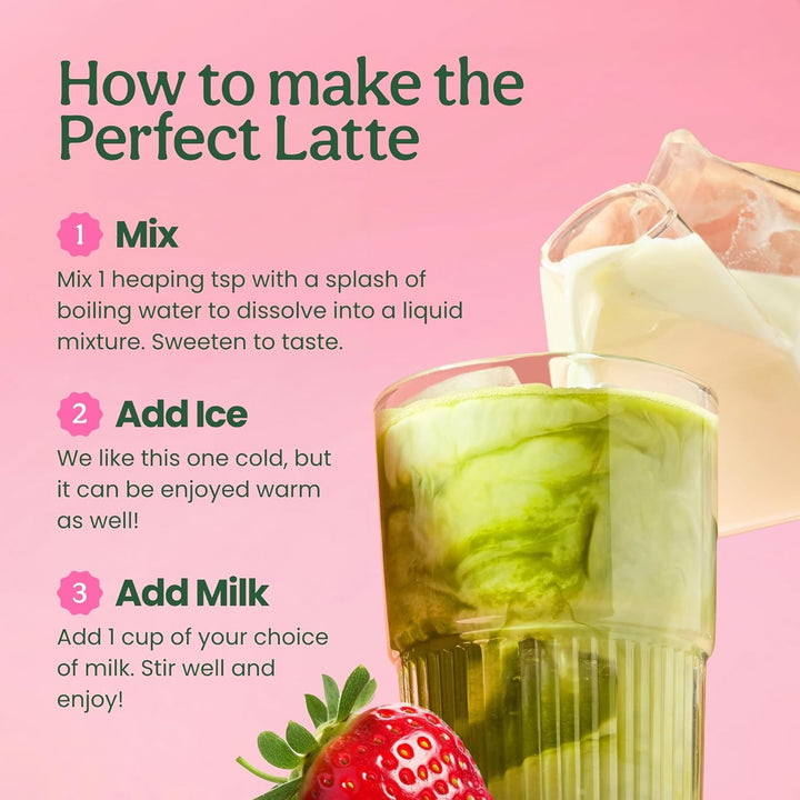 Superfood Latte Powder, Strawberry Matcha