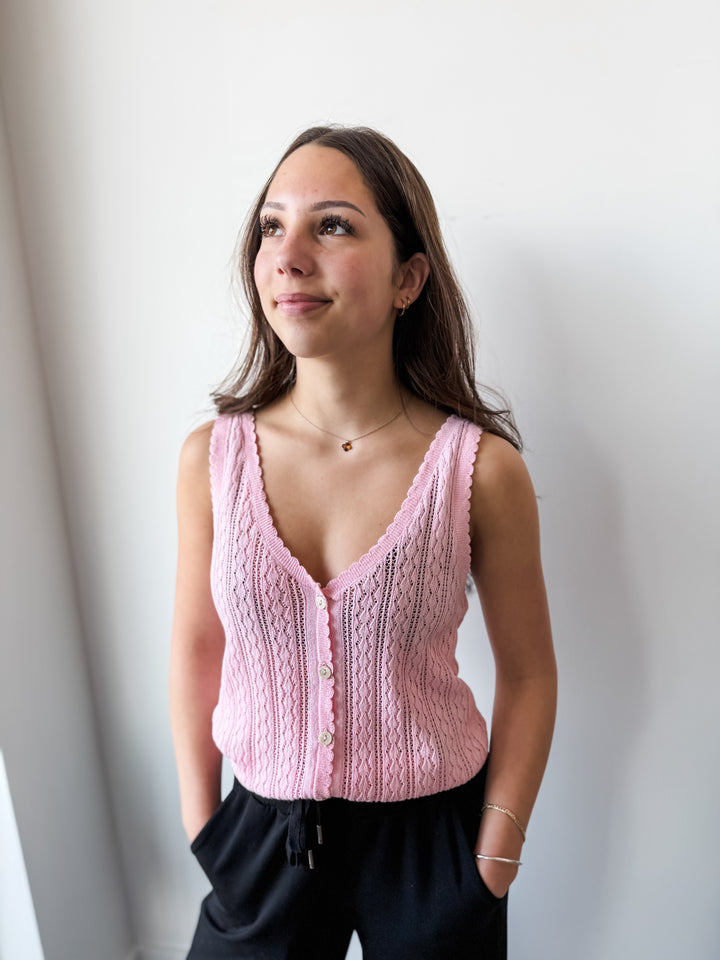 Lux V-Neck Tank - Pink