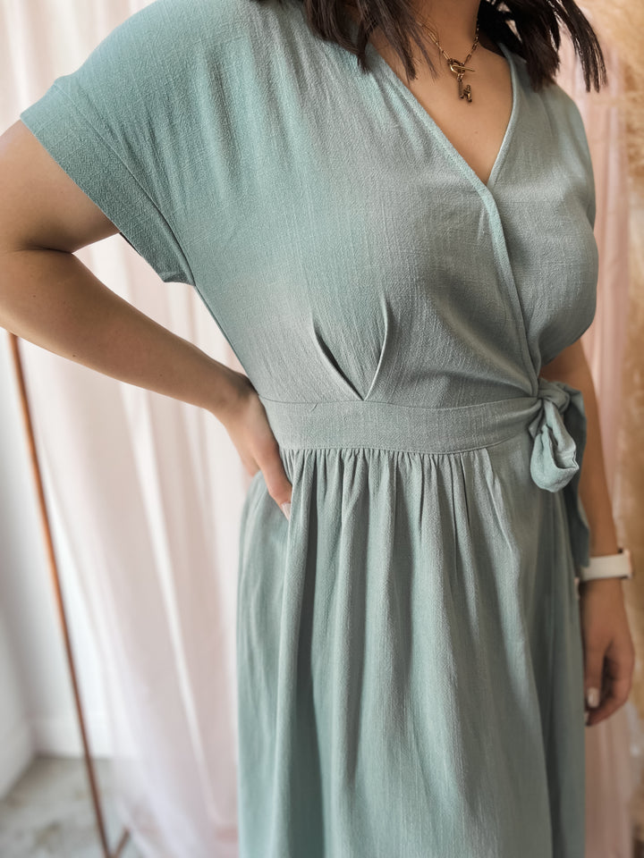 Botanical Wrap Midi Dress