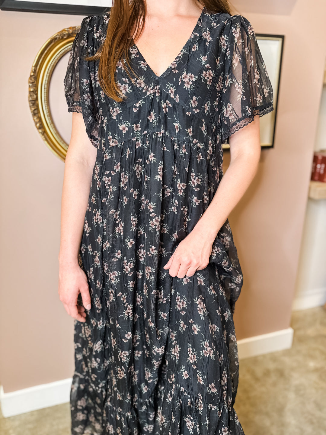 Black Floral Maxi Dress