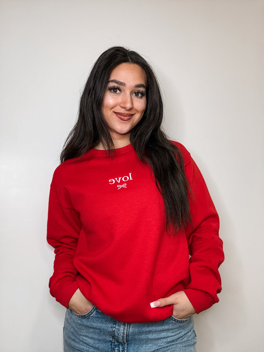 Love/Bow Embroidered Sweatshirt