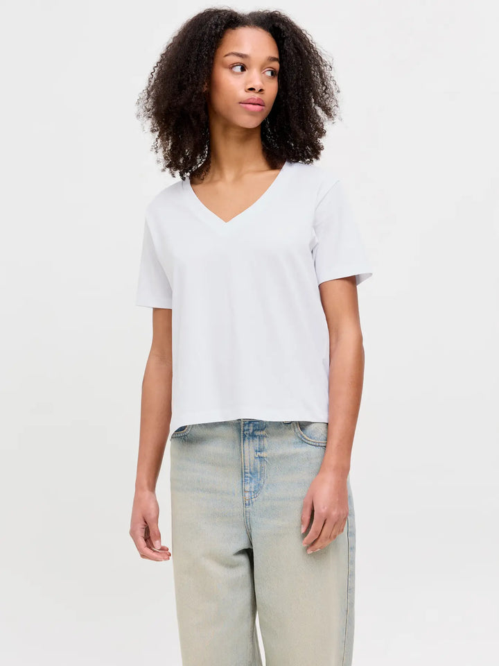 Annie V-Neck Tee - White