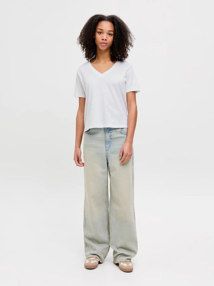 Annie V-Neck Tee - White