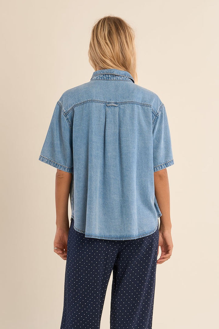 Denim Short Sleeve Button Up