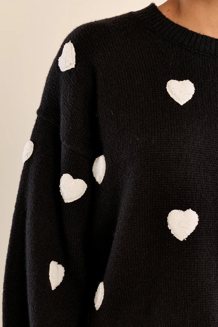 Black + White Heart Sweater