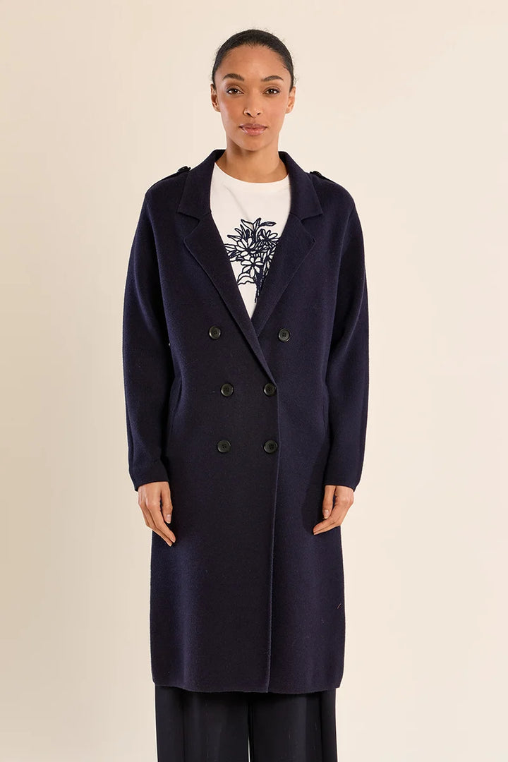Navy Long Knitted Blazer