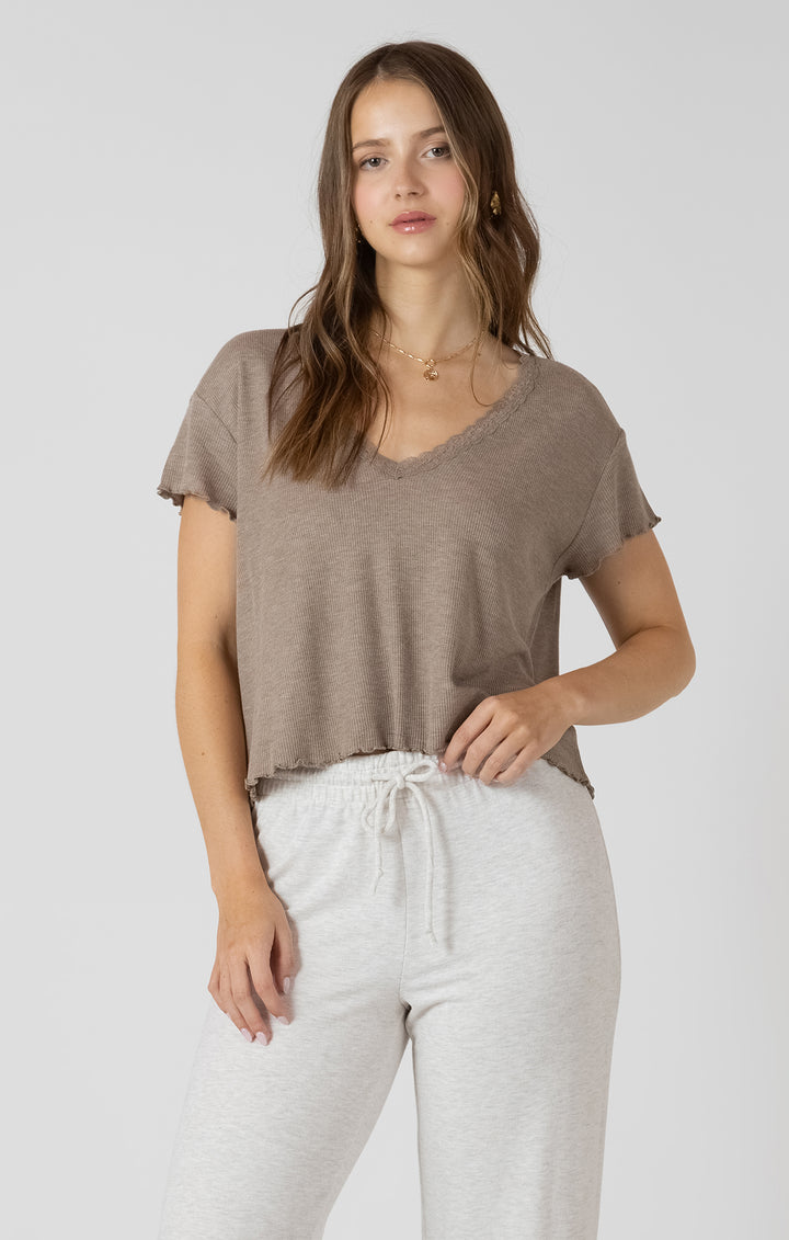 Lace Trim Waffle Tee