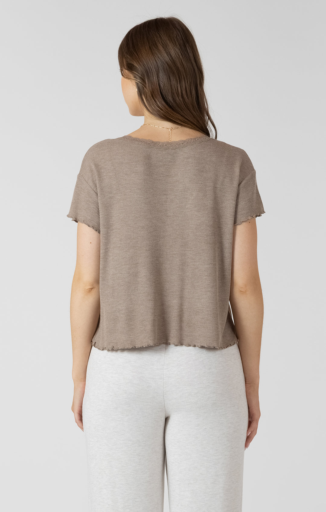 Lace Trim Waffle Tee