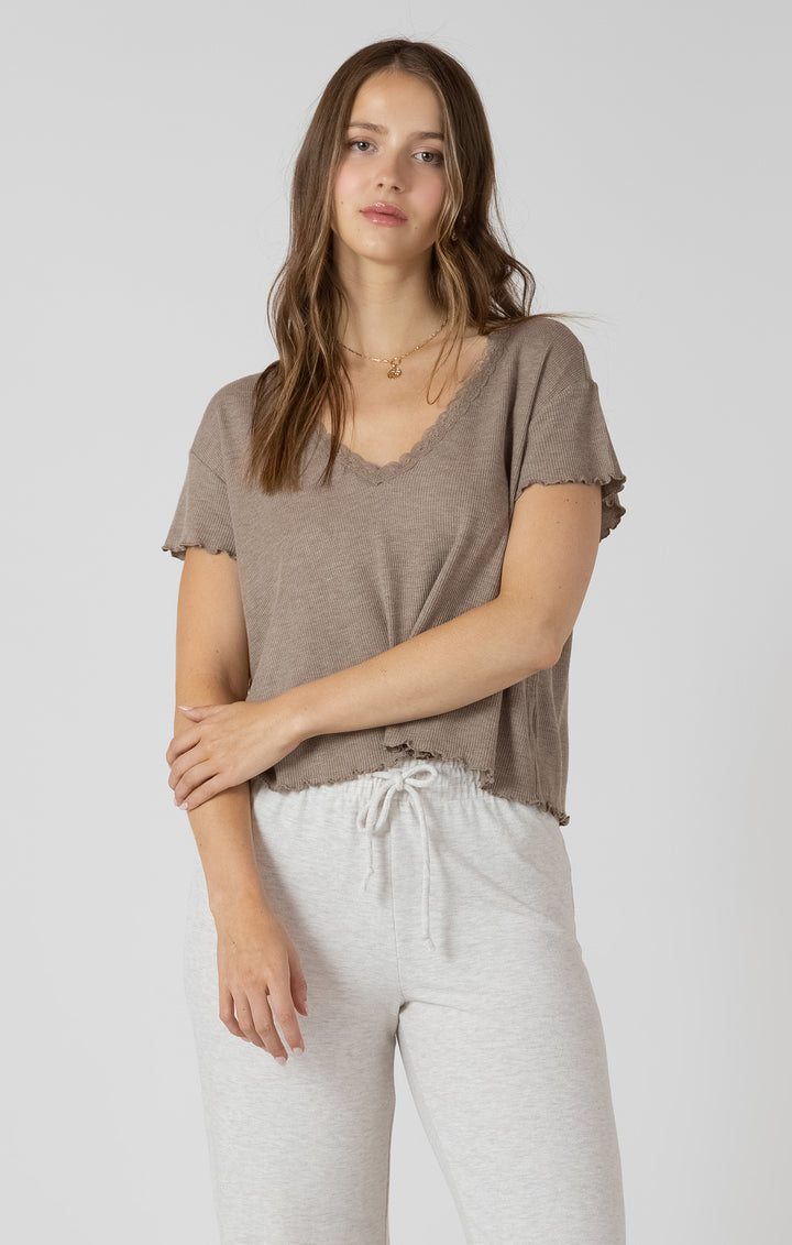 Lace Trim Waffle Tee