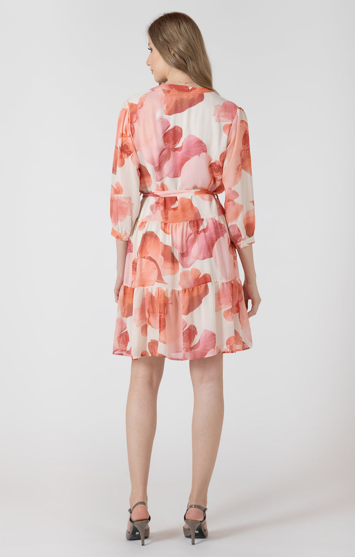 Rose Petal Belted Tiered Dress