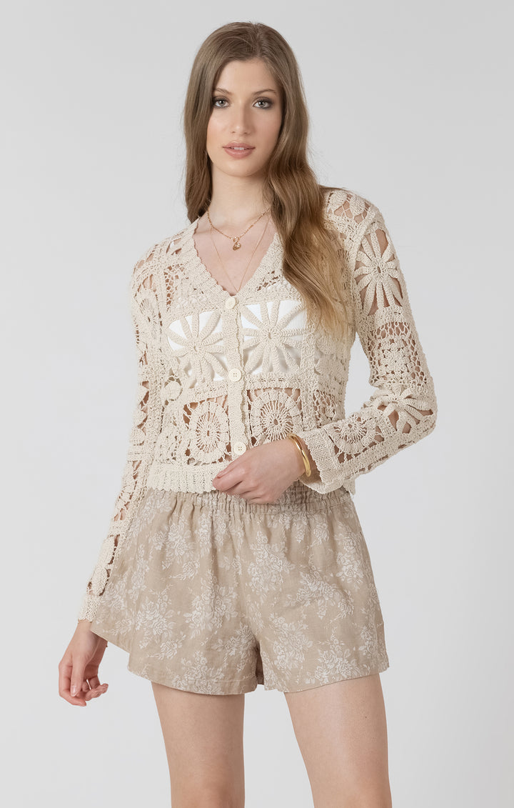 Crochet Square Patterned Cardigan