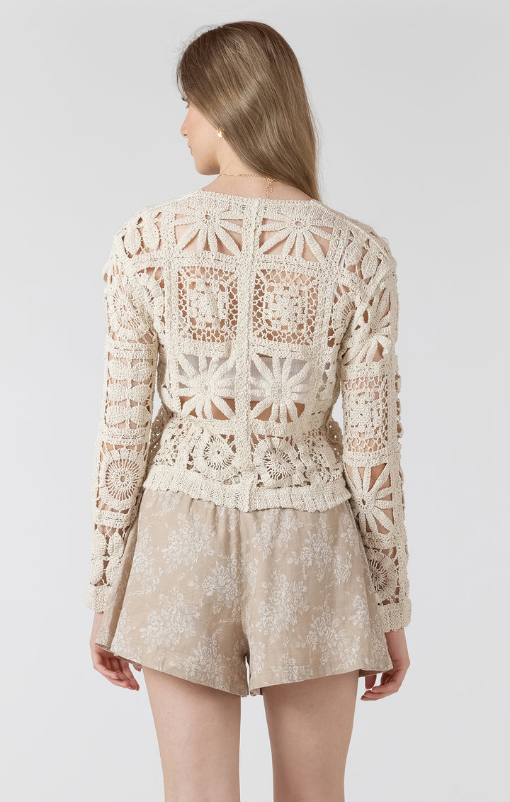 Crochet Square Patterned Cardigan