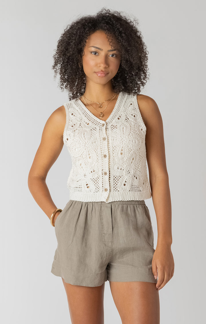 Crochet Buttoned Vest Tank