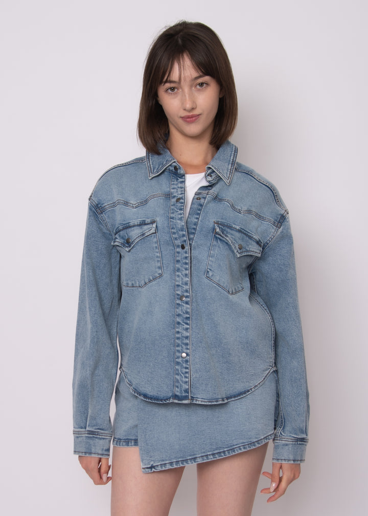 Lizette Stretch Denim Shirt - Light Wash