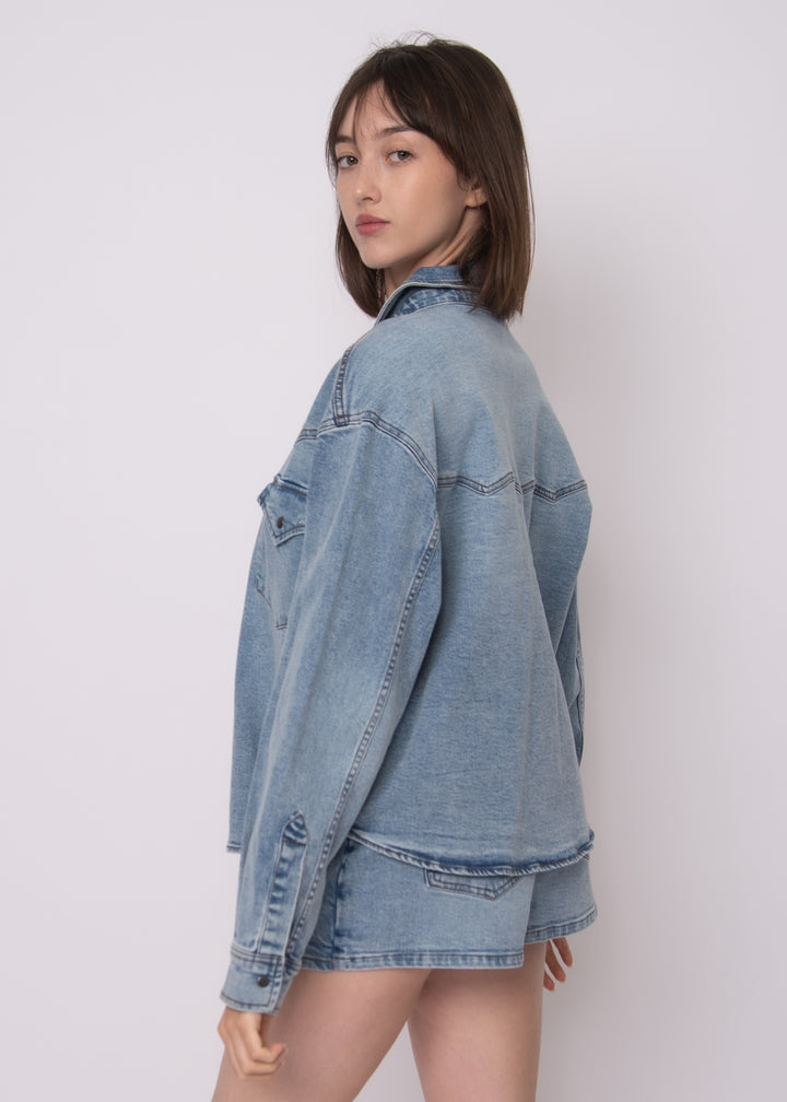Lizette Stretch Denim Shirt - Light Wash