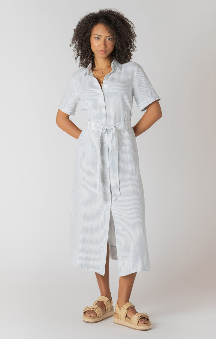 Belted Striped Shirtdress