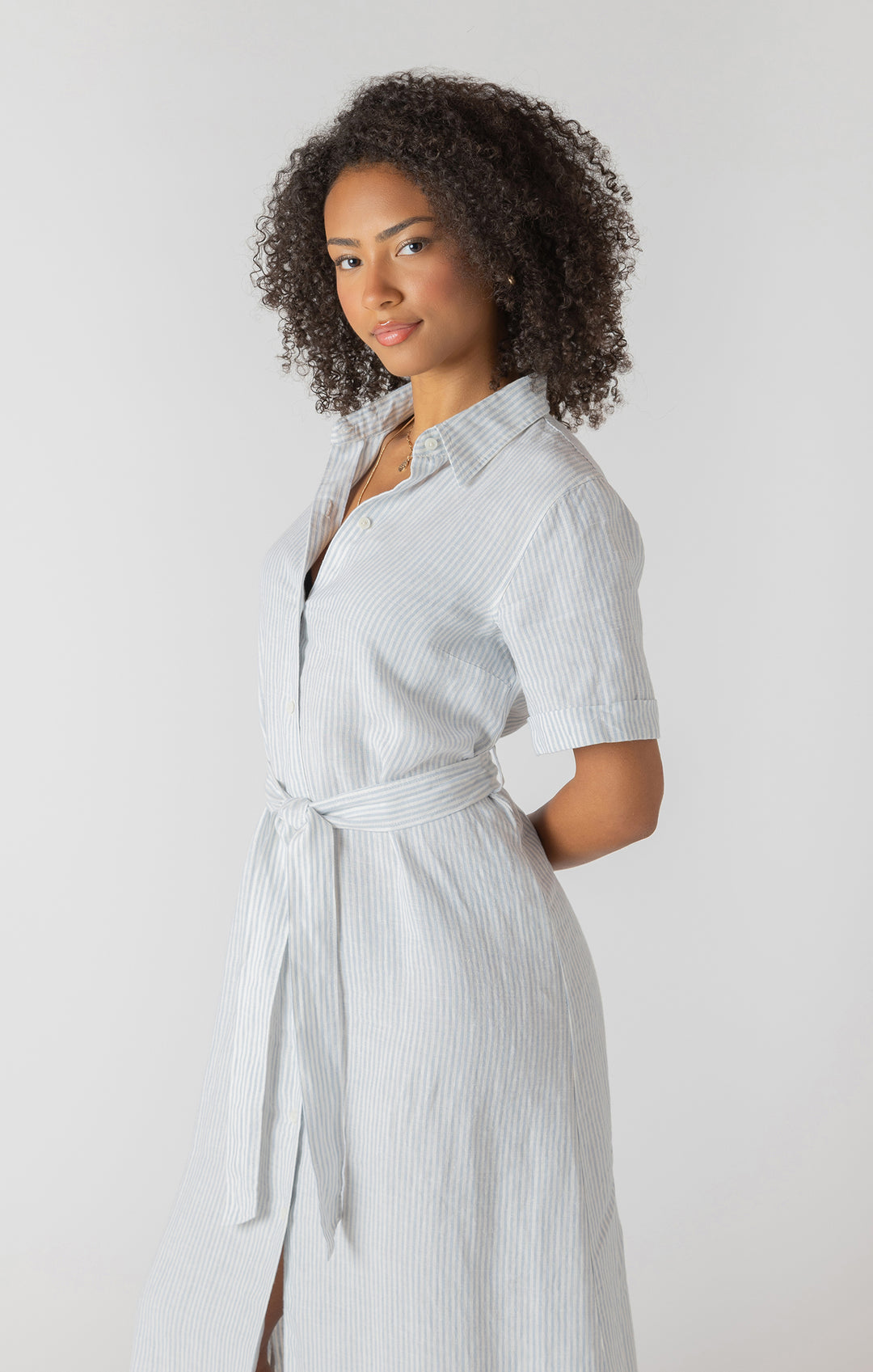 Belted Striped Shirtdress