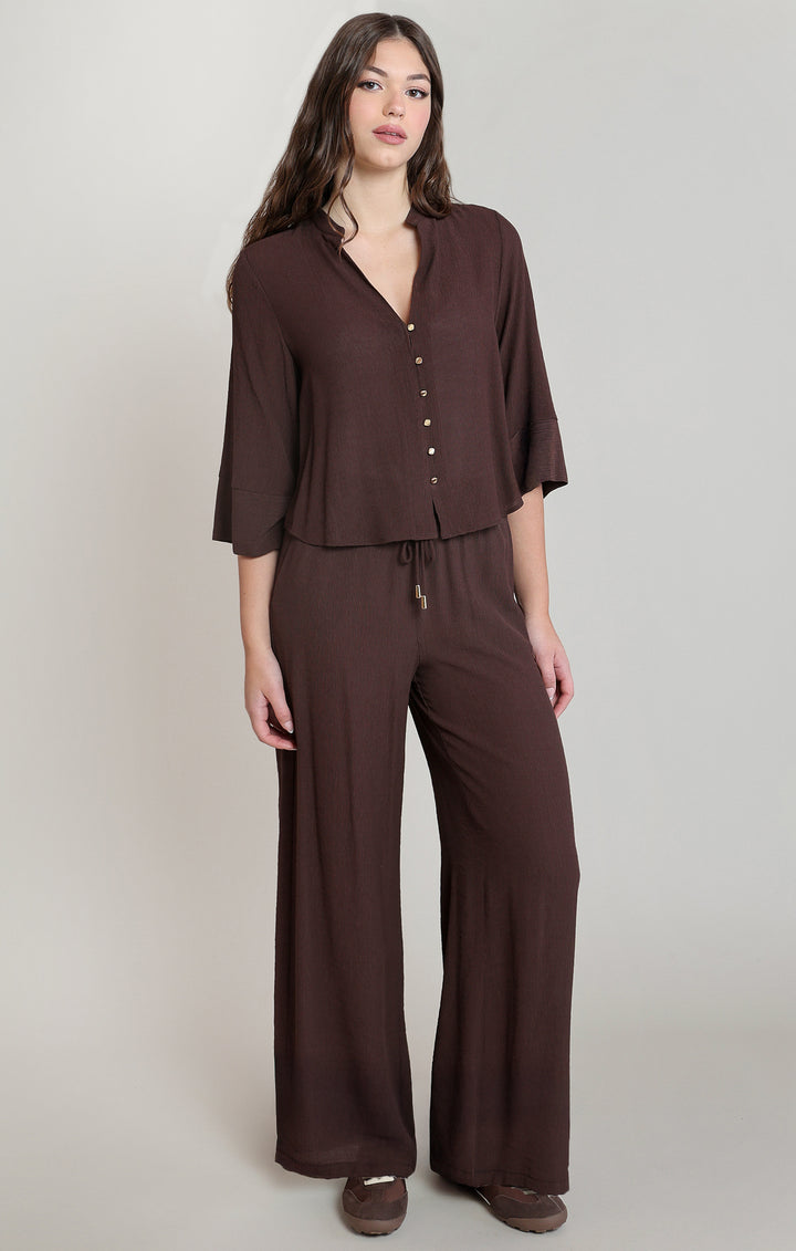 Wide Sleeve Blouse - Dark Chocolate