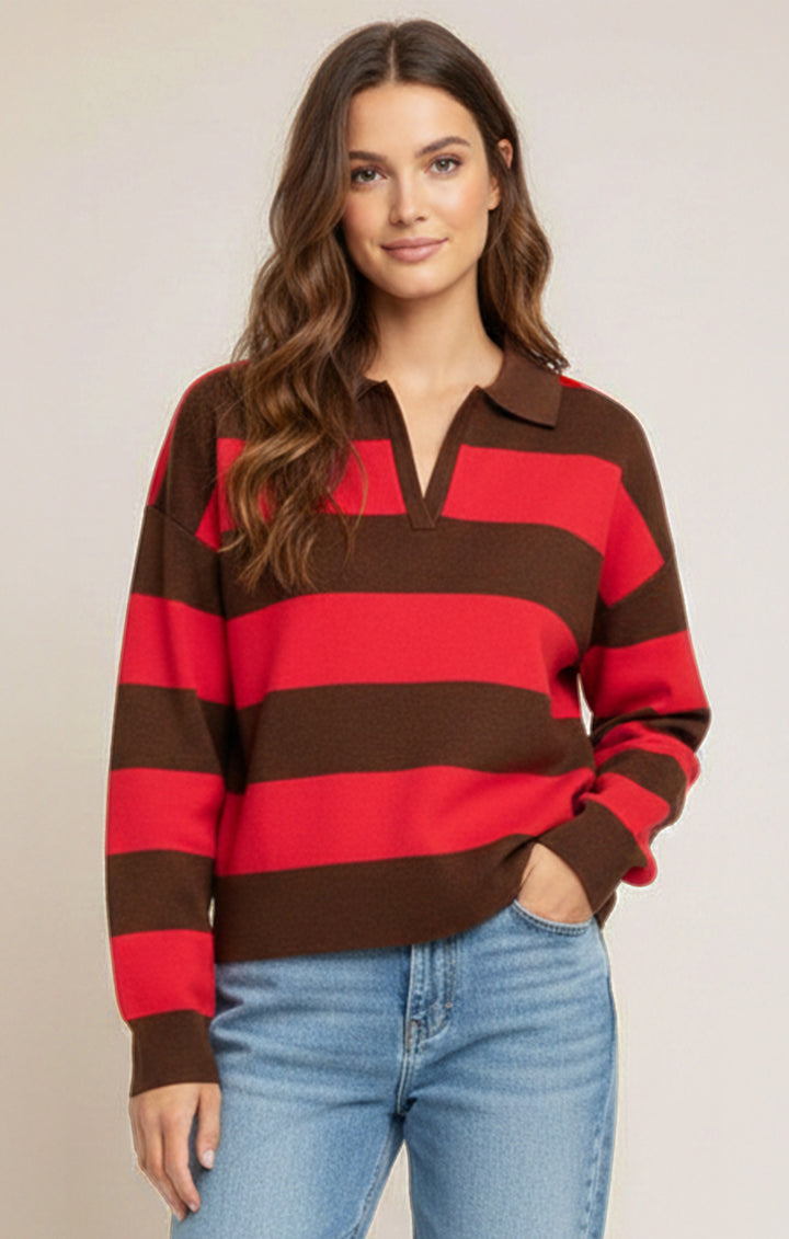 Striped Polo Sweater