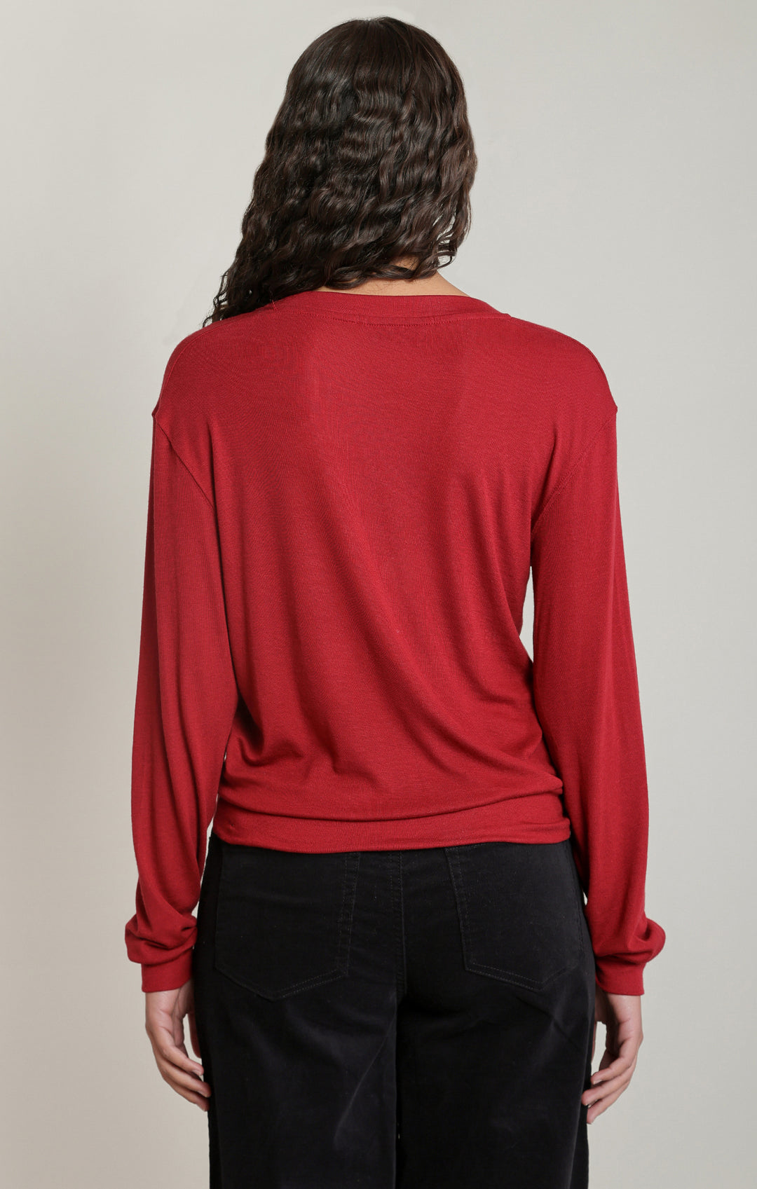 Red V-Neck Long Sleeve