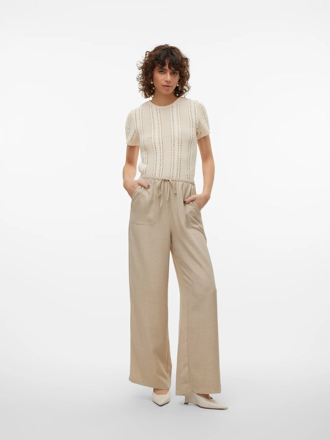 Melaney Flowy Pants - Beige