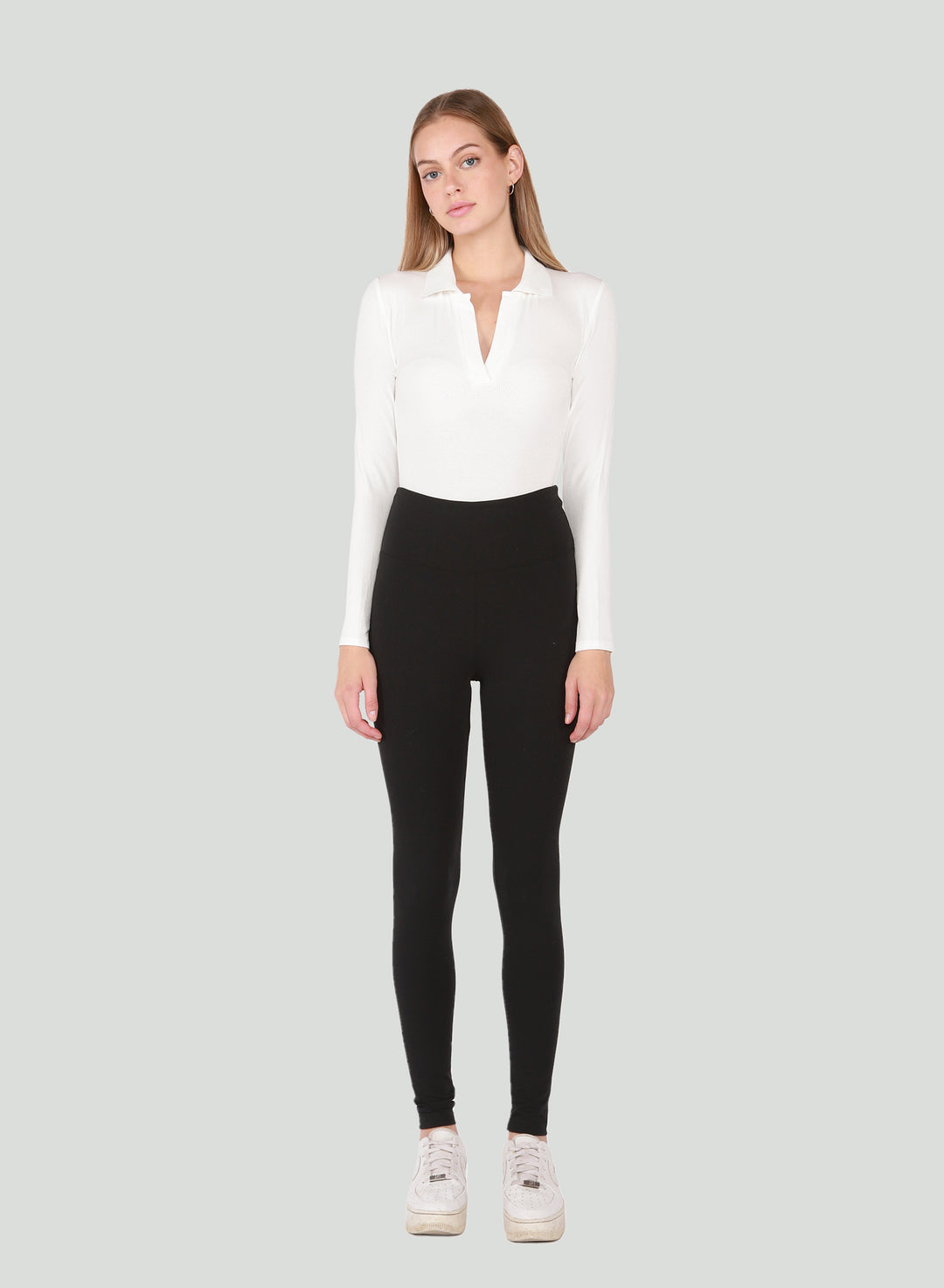 V-Neck Polo Long Sleeve Bodysuit